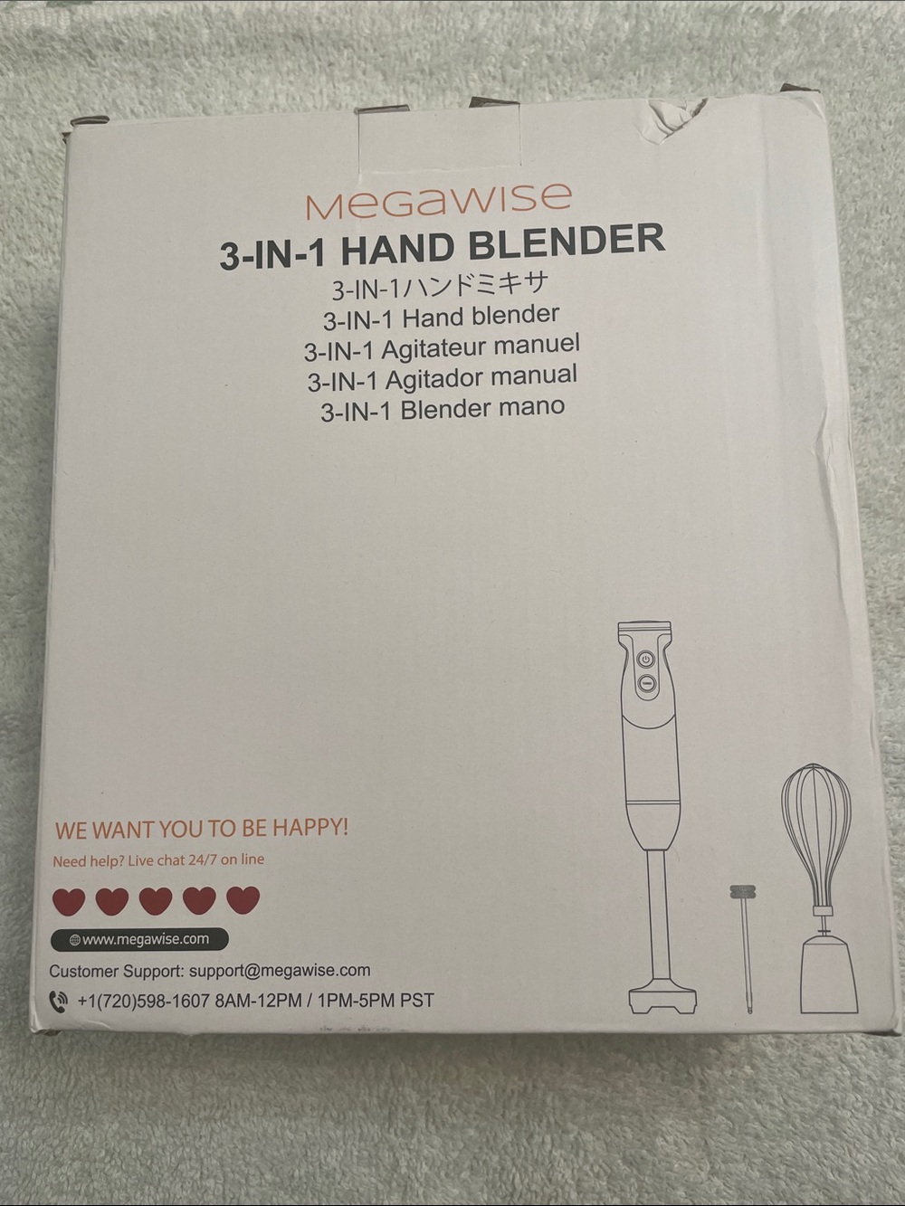 MegaWise 3-in-1 Hand Blender in White